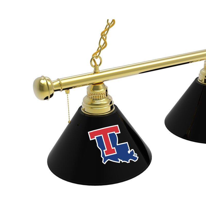 3 - Light Pool Table Lights Pendant, Brass, Louisiana Tech Bulldogs