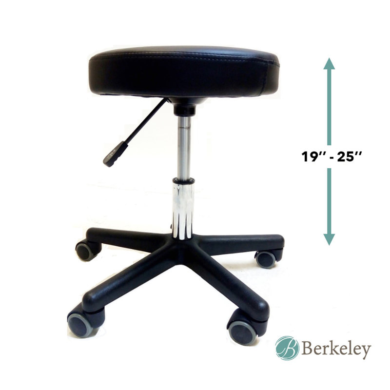 Ignasi Adjustable Height Lab Stool with Wheels, Black