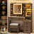 Vanity Desk with LED Mirror & RGB Jewelry Cabinet, Makeup Table with 5 Drawers, Charging Station & Storage Stool, Farmhouse Dressing Table for Bedroom-1412352775