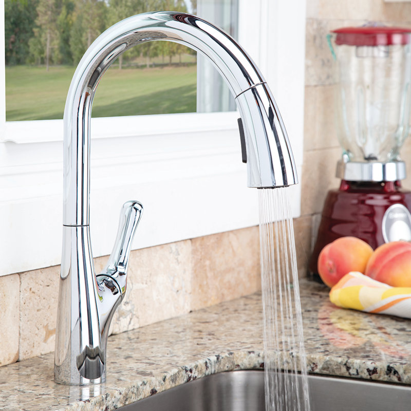 Chelsea Pull Down Single Handle Kitchen Faucet, Polished Chrome