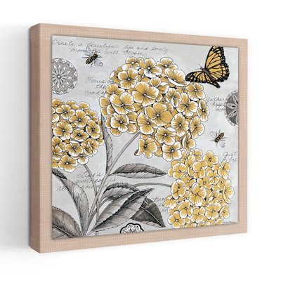 Golden Blooms Contemporary Floral Typography Art