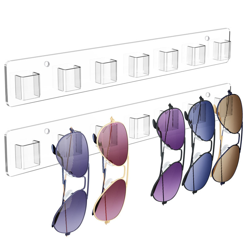 Ensemble de 2 organisateurs de lunettes de soleil, support mural, présentoir en acrylique transparent, organisateur pour plusieurs paires de lunettes, idéal pour le bureau et la maison.