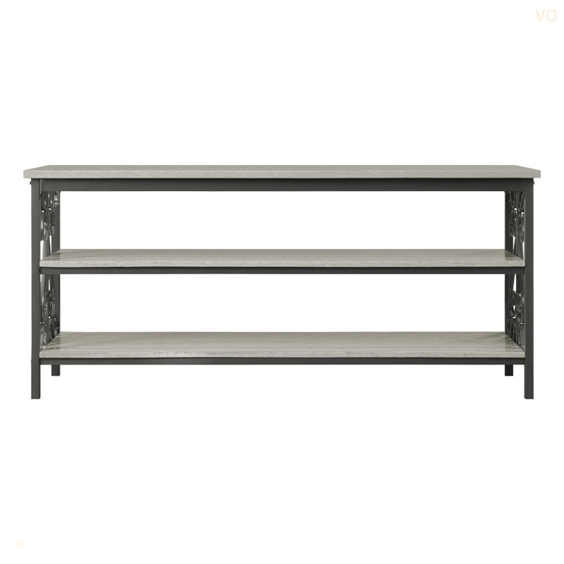 Meuble télé avec plateau en faux marbre et tablettes 1 pièce