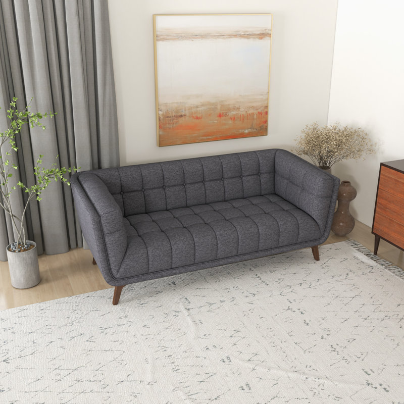 Canapé à accoudoirs évasés de 78 po Ardrie, 100 % lin gris foncé, H 30 po x l 78 po x P 35 po, 3