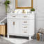 Meuble-lavabo moderne 36 po avec lavabo en céramique blanc, portes à fermeture douce, 4 tiroirs de rangement, conception élégante pour les petites salles de bain-101942642