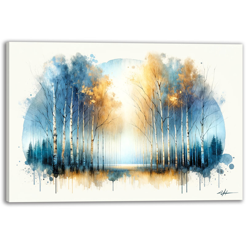 Art mural sur toile Golden Birch, H 30 po x l 40 po