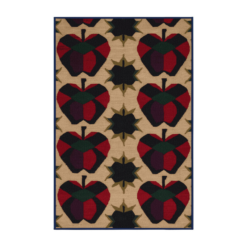  Tapis lavable à motif de pomme et d'étoiles d'Afrique, Rectangle 5 pi x 7 pi