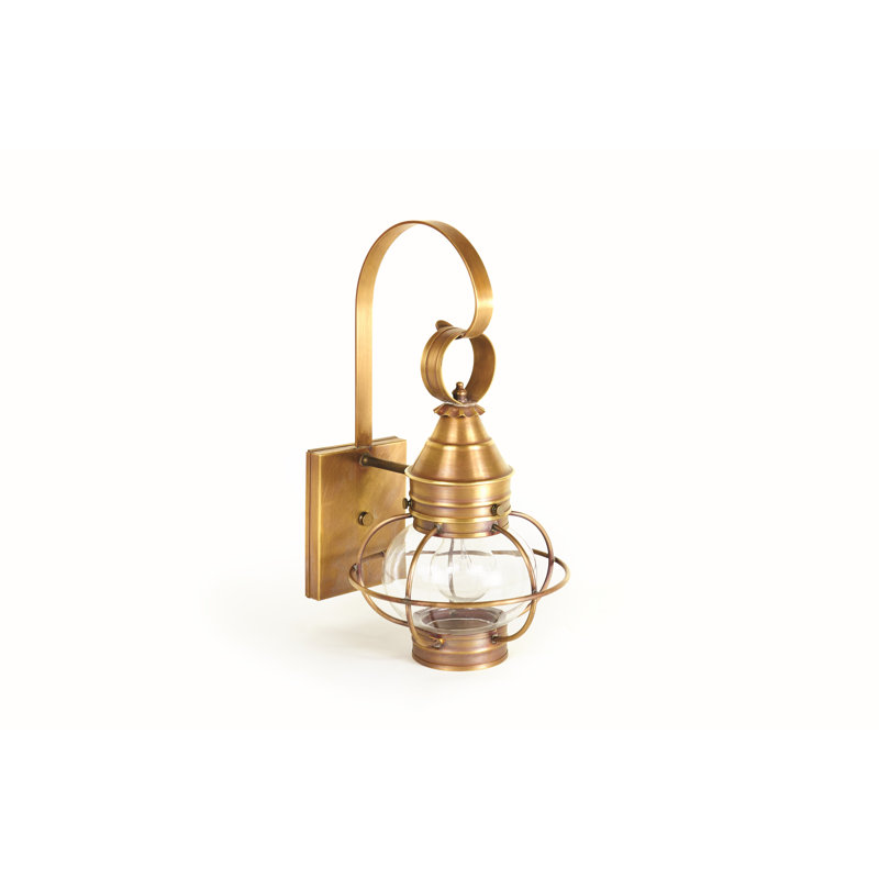 Onion 1-Light Outdoor Wall Lantern, Antique Brass, Clear, 21" H x 12" W x 13.5" D