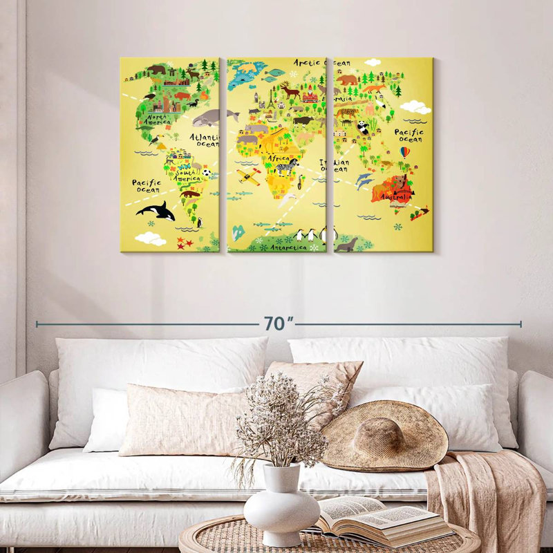 Carte du monde des animaux Keiri, H 28 po x l 45 po