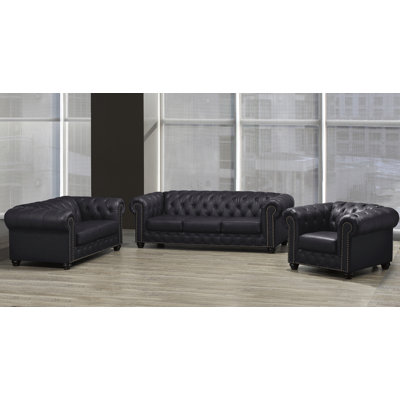 Ensemble de salon en cuir véritable 3 pièces Orner