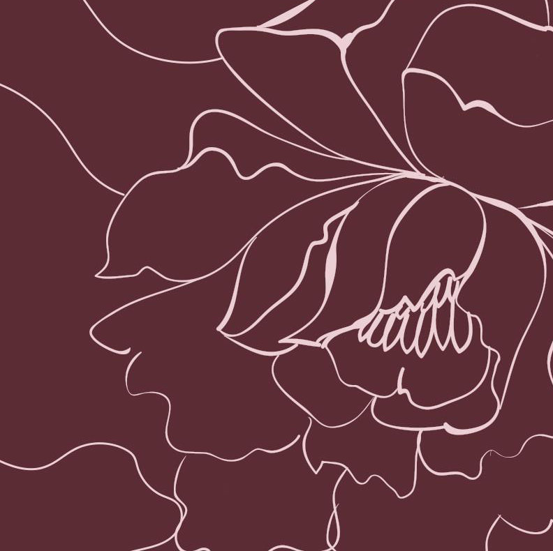 Adhésif mural floral et botanique, Porto tanné / rosé, l 96 po x L 144 po