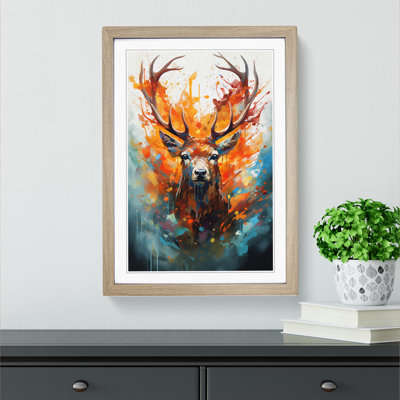 Stag Abstract Art - Framed Print