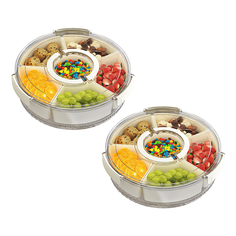 Divided Serving Tray with Lid and Handle, 3.15" H x 9.84" L x 9.84" W