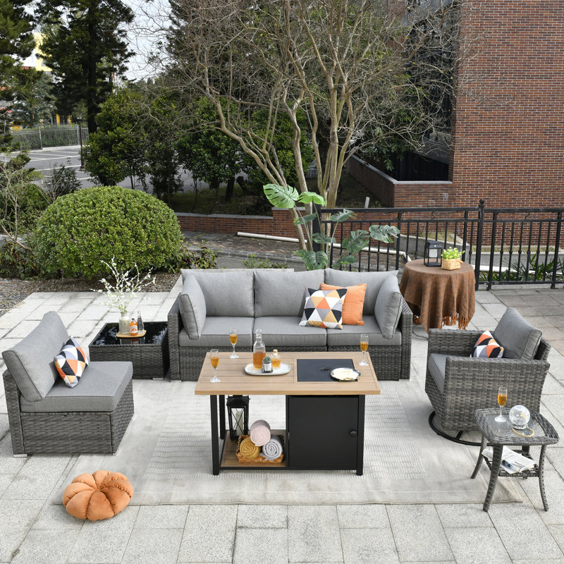Ensemble de conversation d'extérieur pour 5 personnes avec coussins Quinte, Gris foncé