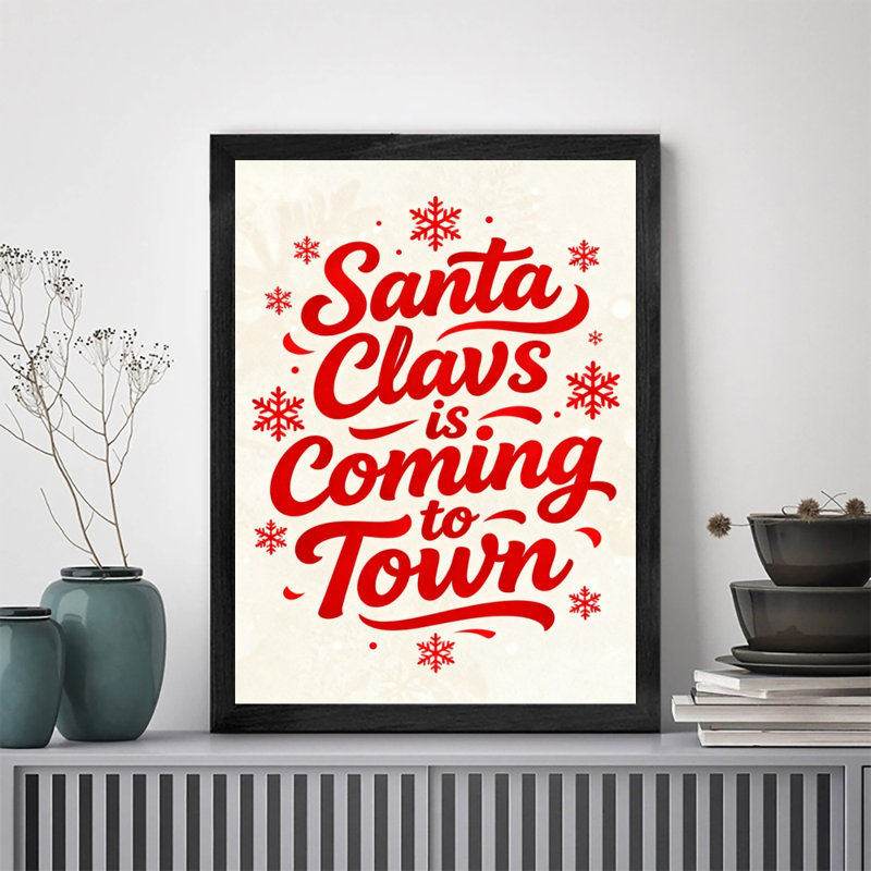 Art mural rétro noir, "Santa Claws is Coming to Town", estampes encadrées de style rétro, H 17 po x l 13 po