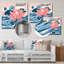 Fleur de lotus rose sur fond d'étang bleu - impression d'art mural Lotus-139830432-139830430