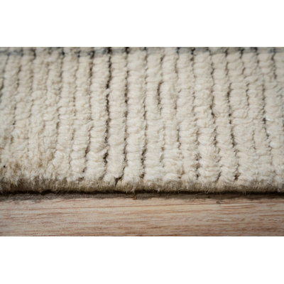 8x11 Ivory Hand-Knotted Wool Linear Totem Tribal Modern Contemporary Carpet Rug