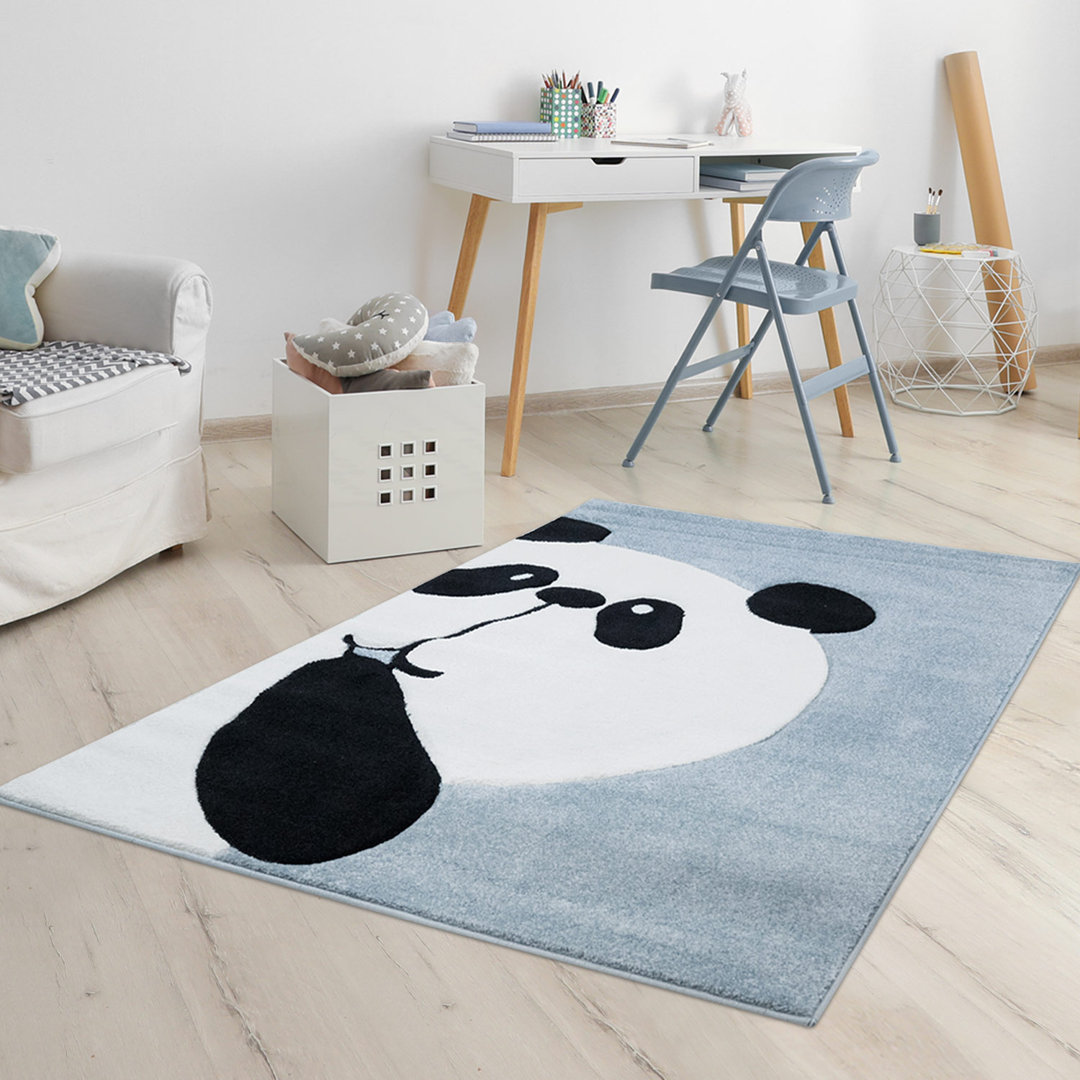 Kinderteppich Bueno 1389 Blau Panda Kurzflor Kinderzimmer Alessia