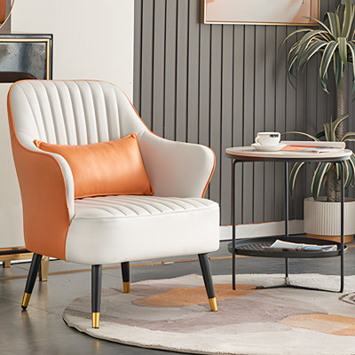 Fauteuil d'appoint en tonneau Raymer avec coussin et dossier moyen pour le bureau à domicile