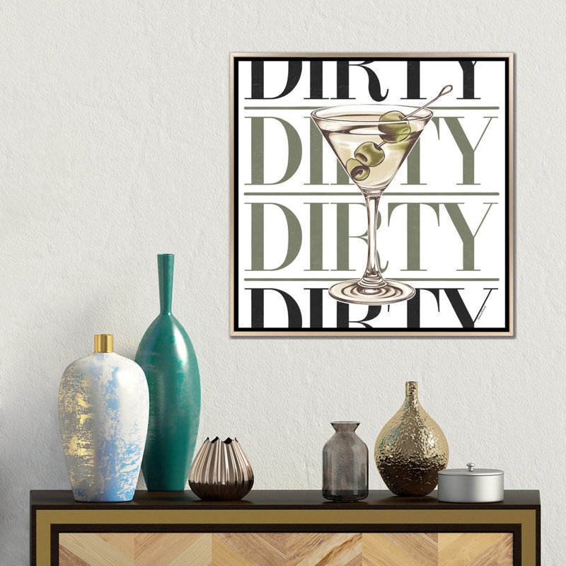 «Dirty Martini Glass», reproduction d'art sur toile encadrée, 18" x 18", Framed Canvas, Champagne