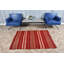Tapis décoratif rayé turc Kilim tissé à plat rouge et ivoire pour les zones d'entrée avec Vibe