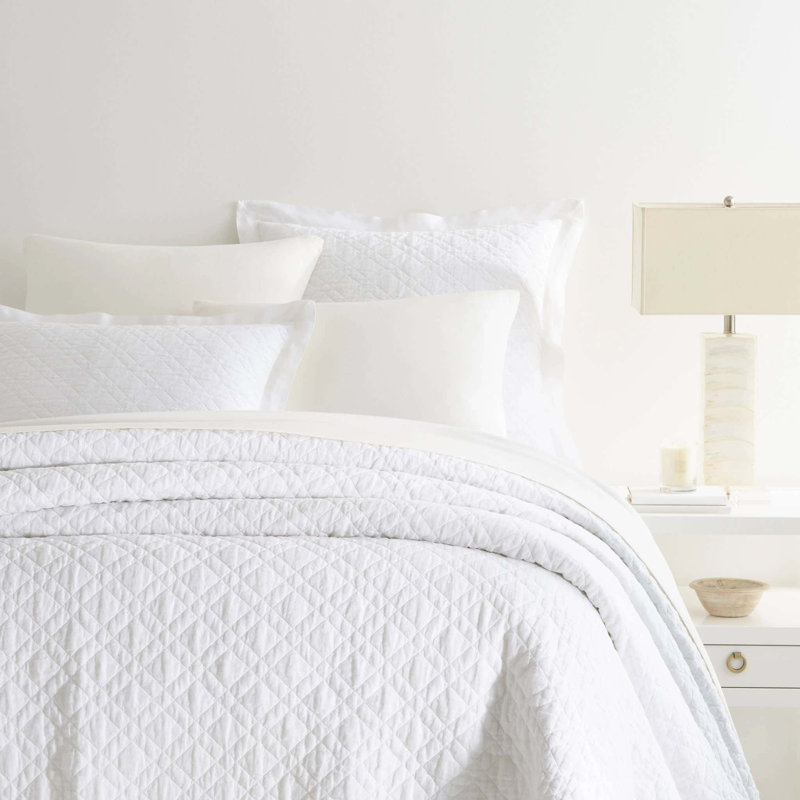 Washed Linen Quilt, King Quilt, White
