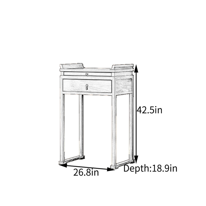 Console en noyer noir, H 42,5 po x l 26,8 po x P 18,9 po