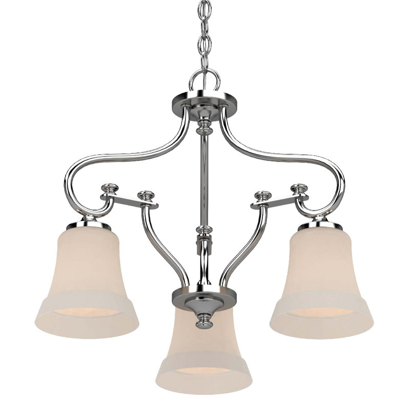 Amarvir 3-Light Indoor Chrome Classic/Traditional Chandelier with Frosted Bell Glass Shades
