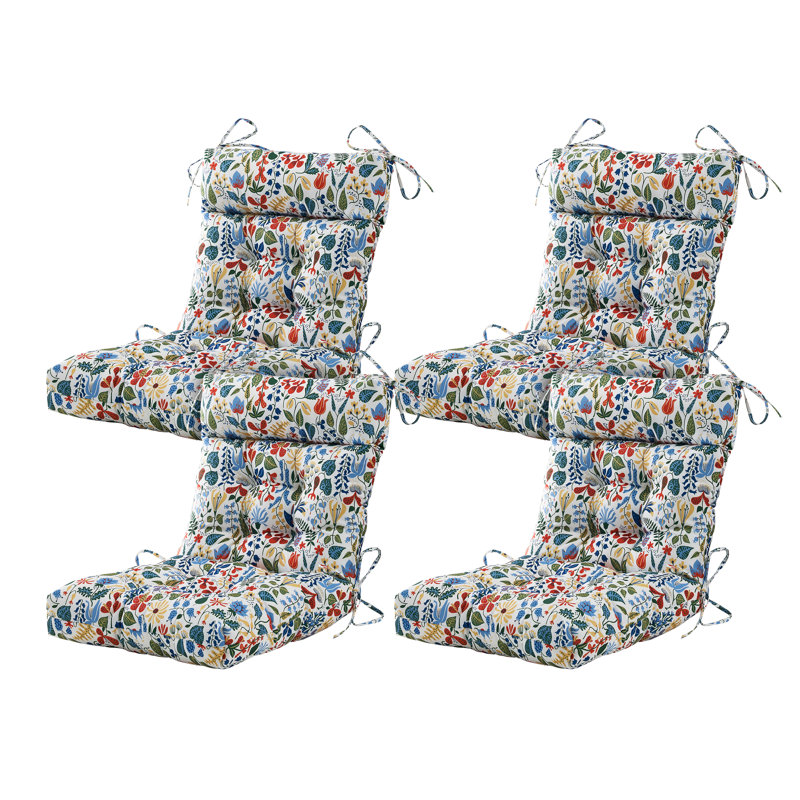 Outdoor 4'' Seat / Back Cushion, White/Red