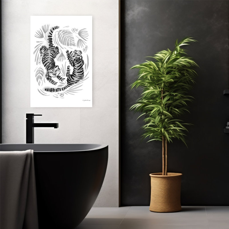 Tigresse, tigre de palmier, art tropical, H 24 po x l 16 po