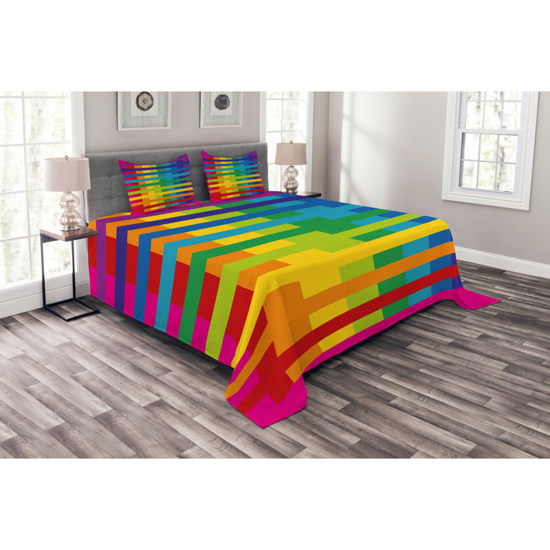 Actrice Multicolour Microfibre Bedspread Set, 220 x 264 cm
