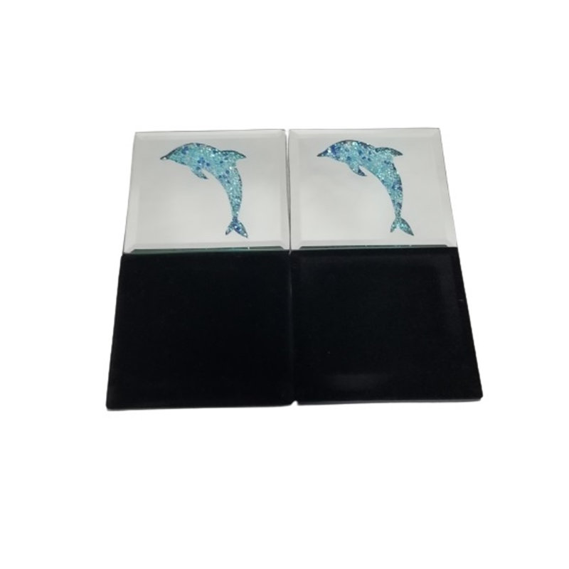 Ensemble de 4 sous-verres à miroir Blue Dolphin