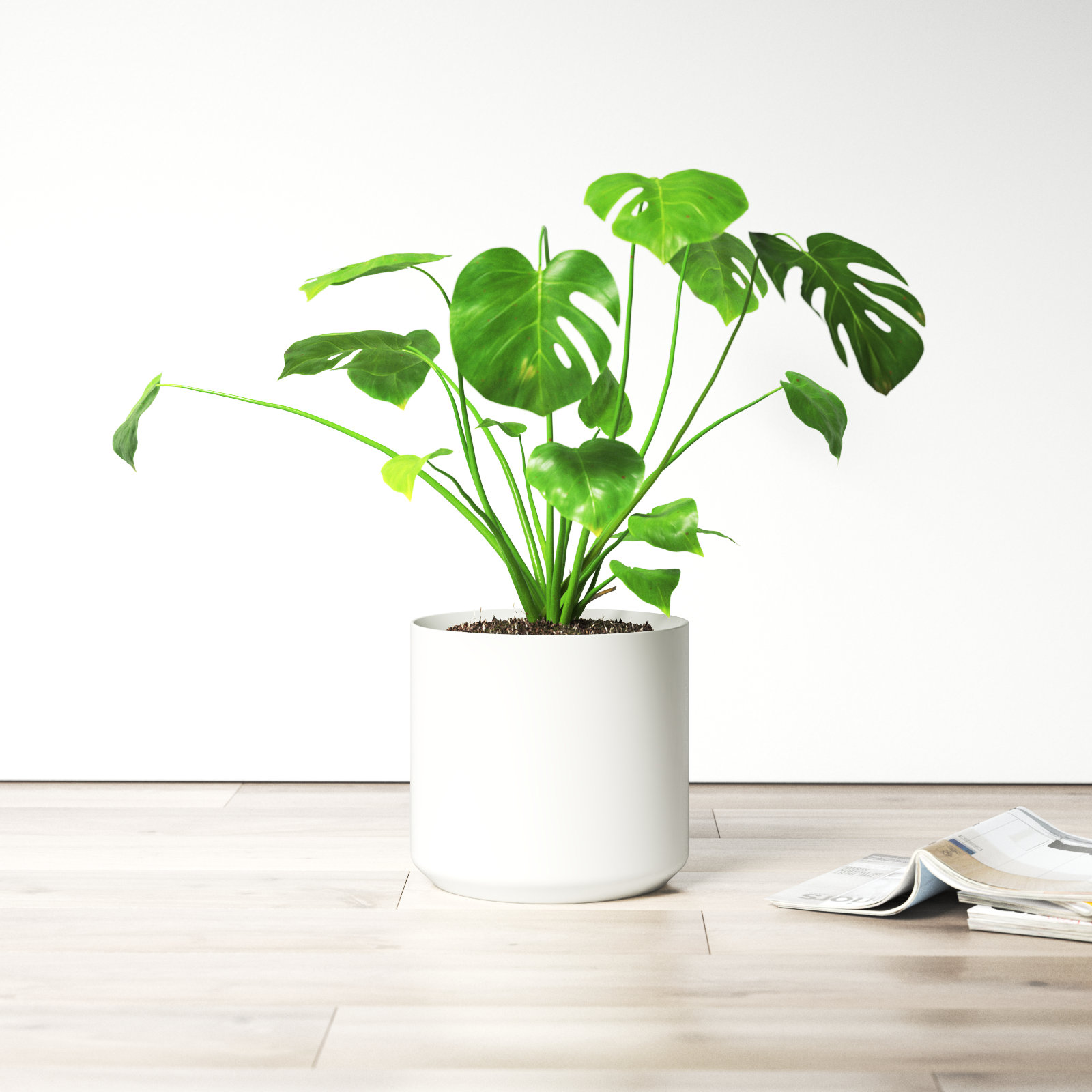 Parsons Ceramic Pot Planter, White, 10" H x 10.75" W x 10.75" D