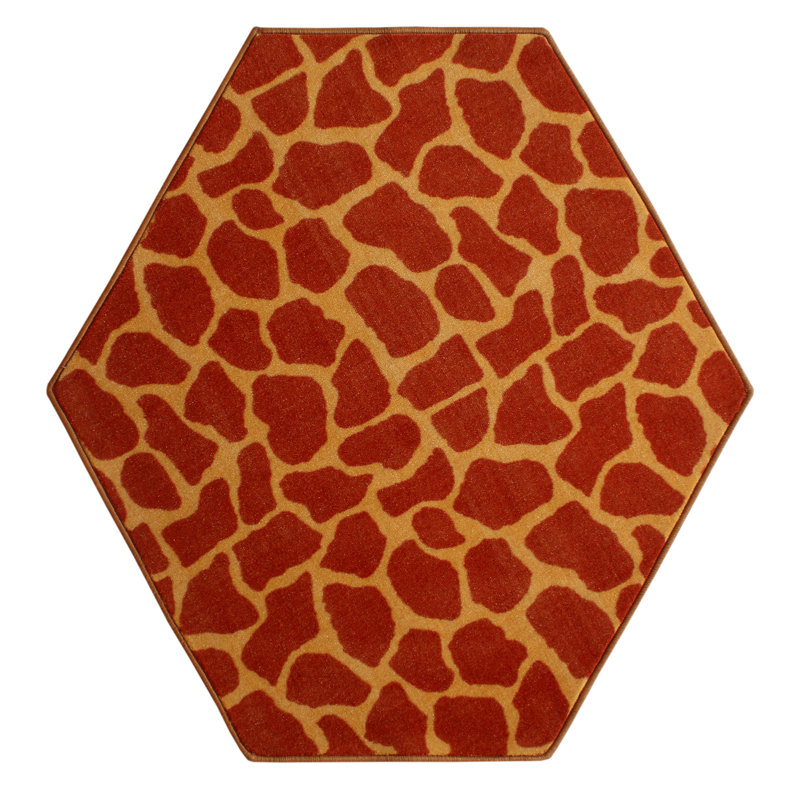 Tapis orange à imprimé animal, Hexagonal 6 pi