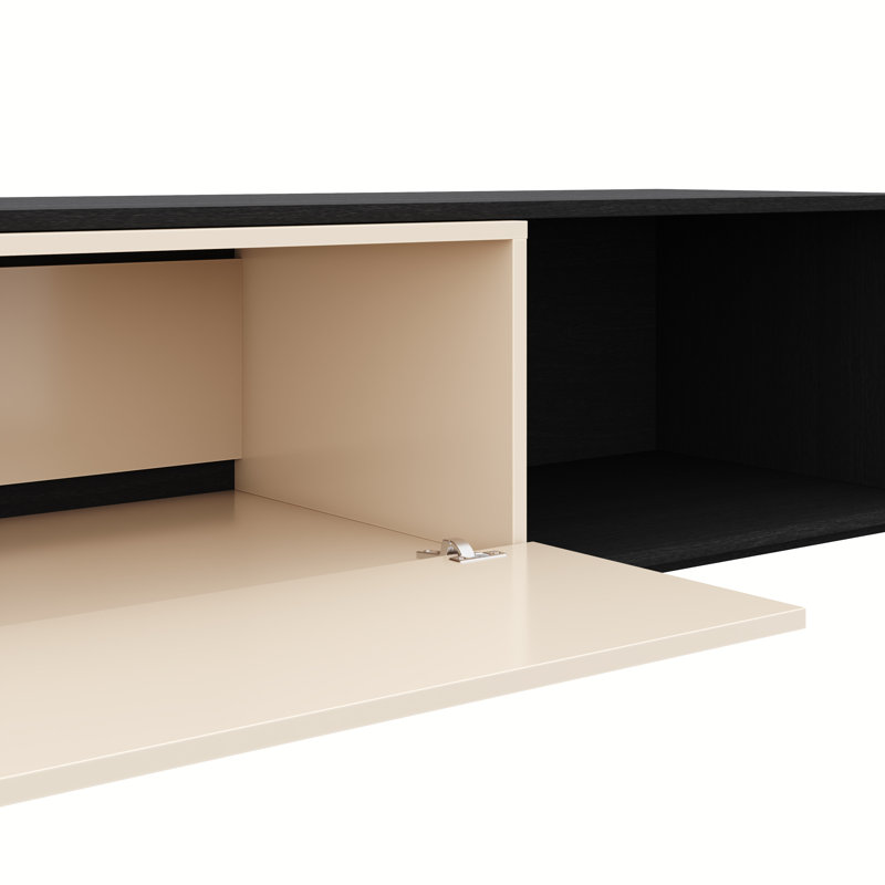 Arlo Extendable Tv Console with Storage Cabinet, Black/Ivory