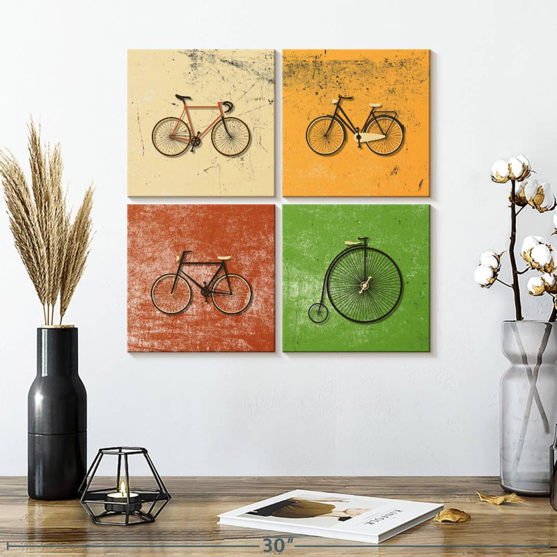" Bicycle Evolution " by Ivan S 4 - Pieces, 18" H x 18" W x 1" D