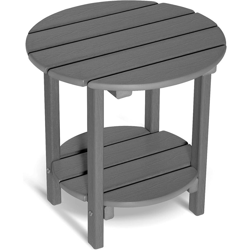 Classic Outdoor Side Table, 2 -tier Adirondack Patio Table, Grey