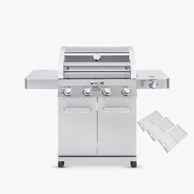Monument Grills 41847NG 4+1 Burners Stainless Gas Grills Convertible 60000 BTU Gas Grill With Side Burner &3-Pack Stainless Steel Cooking Grids