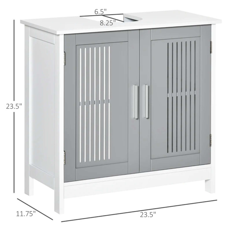 Armoire de rangement robuste pour salle de bain, Gris / Blanc