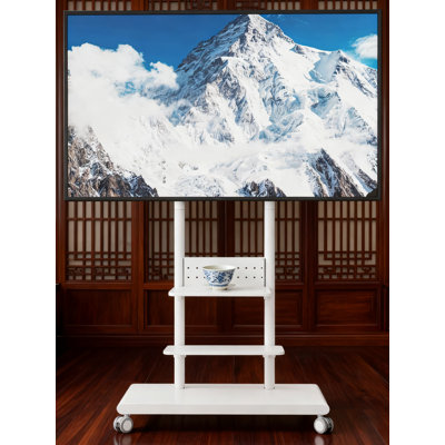 Meuble télé à roulettes robuste avec réglage de la hauteur, fonction d'inclinaison pivotante et rangement polyvalent pour téléviseurs de 50 à 90 pouces jusqu'à 154 lb
