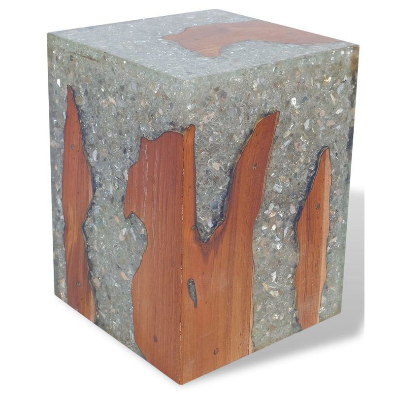 Siddharth Solid Wood and Resin Accent Stool