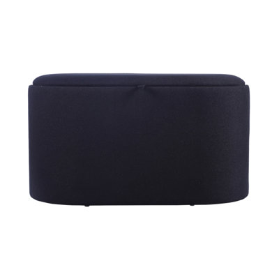 Storage Ottoman With Reversible Wooden Tray Top, Black