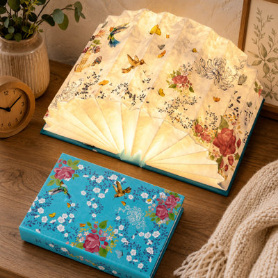 Foldable Flower Book Lamp for Bedroom or Living Room | Decorative Paper Desk Light and Cute Book-Themed Birthday Gift for Women, Friends and Readers