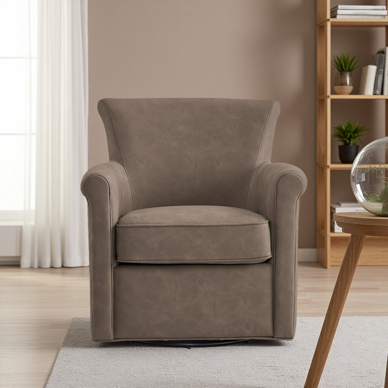 Fauteuil d'appoint pivotant en similicuir, Espresso