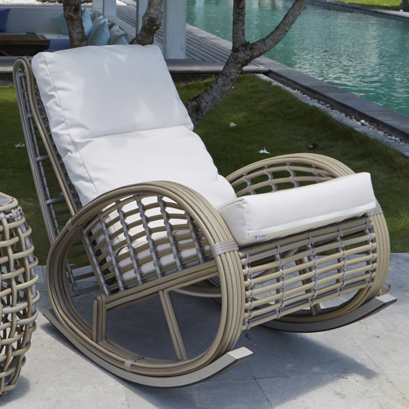 Dynasty Outdoor Rocker Chair, Black Mushroom, Canvas Air Blue Sunbrella® Canvas