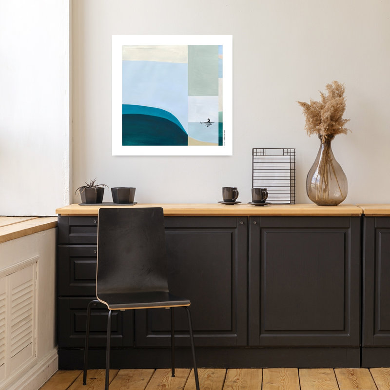 «Serene Ocean», art mural minimaliste moderne côtier abstrait, H 18 po x l 18 po