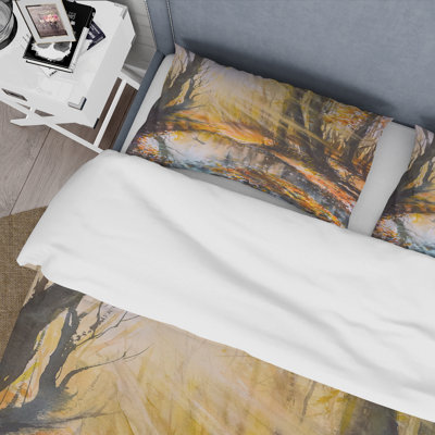 Bright Sunshine Through The Forest Trees III - Lake House Duvet Cover Set - Microfiber Polyester