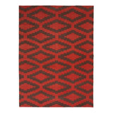 Brown & Red Geometric Flatweave Cotton Rug