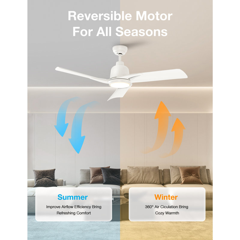  Ventilateurs de plafond de 52 po (3 pales) avec lumières DEL et télécommande, Noir, Noir