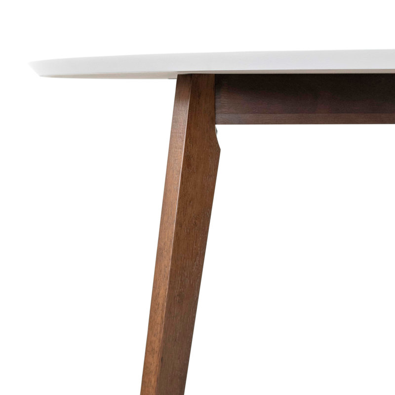 Table de salle à manger en bois massif Burchfield Eucalyptus, Blanc